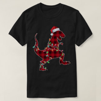 Plaid Christmas T-Rex Lights Tシャツ