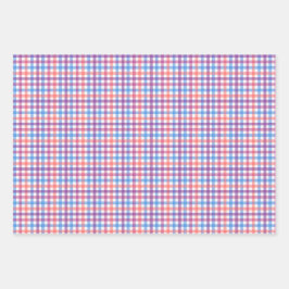 Plaid, Christmas Trees, & Green Dash, 3-Pack Matte ラッピングペーパーシート