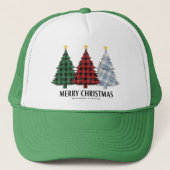 Plaid Christmas Trees Holiday Charm Trucker Hat キャップ (正面)