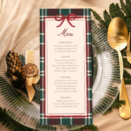 Plaid Christmas Wedding Menu | Holiday Tartan メニュー