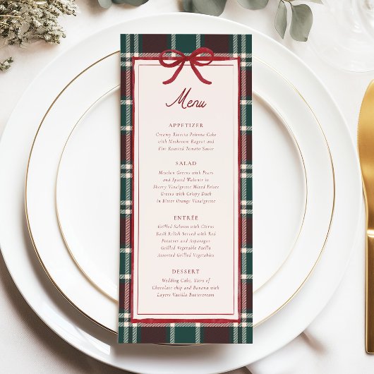 Plaid Christmas Wedding Menu | Holiday Tartan メニュー