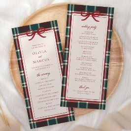 Plaid Christmas Wedding Program | Holiday Tartan プログラム