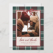 Plaid Christmas Wedding Thank You Card サンキューカード (正面)