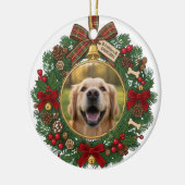 Plaid Christmas Wreath Festive Graphic セラミックオーナメント (左)