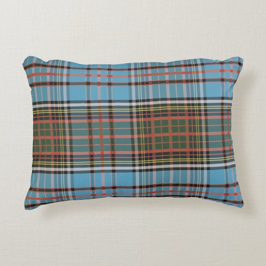 Plaid Clan Anderson Sky Blue Brown Check Tartan アクセントクッション (正面)