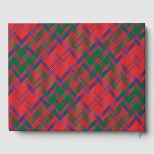 Plaid Clan Grant Red 市松模様に Green Blue結婚の ゲストブック (裏面)