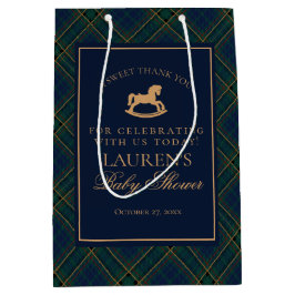 Plaid Classic Rocking Horse Baby Shower Favors ミディアムペーパーバッグ