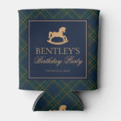 Plaid Classic Rocking Horse Birthday Party Favor 缶クーラー (正面)