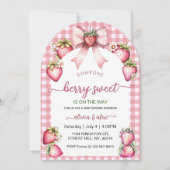 Plaid Coquette Berry Sweet Baby Shower Blush Berry 招待状 (正面)