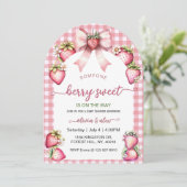 Plaid Coquette Berry Sweet Baby Shower Blush Berry 招待状 (スタンド正面)