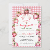 Plaid Coquette Berry Sweet Baby Shower Blush Berry 招待状 (正面)