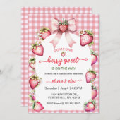Plaid Coquette Berry Sweet Baby Shower Blush Berry 招待状 (正面/裏面)