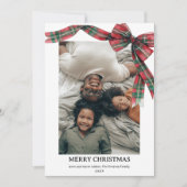 Plaid Coquette Bow Christmas Winter 2 Photo シーズンカード (正面)