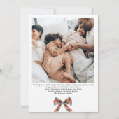 Plaid Coquette Bow Christmas Winter 2 Photo シーズンカード (裏面)