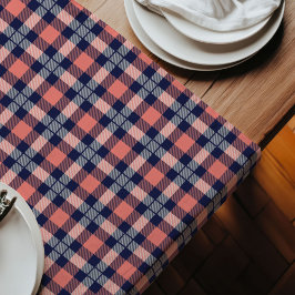 Plaid Coral and NavyトレンディーTouchfor Any Table ロングテーブルランナー