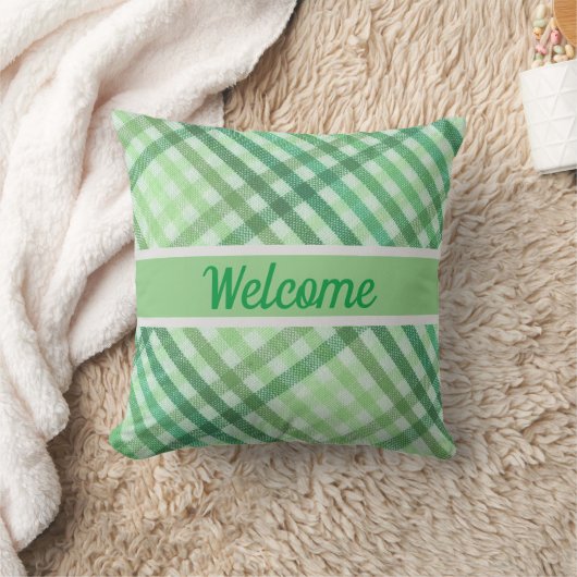 plaid, country rustic, welcome, your text クッション (ブランケット)