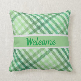 plaid, country rustic, welcome, your text クッション