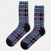 Plaid Crew Socks – Blue & Lavender Checkered Style ソックス (左)