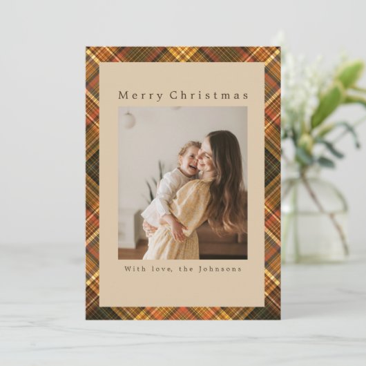 Plaid Custom Photo Christmas シーズンカード (スタンド正面)