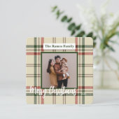Plaid Customizable Christmas Card Cream Brown Red  シーズンカード (スタンド正面)