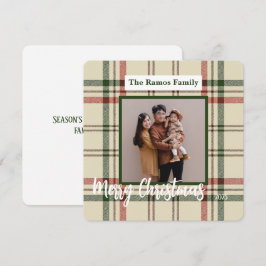 Plaid Customizable Christmas Card Cream Brown Red シーズンカード
