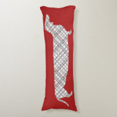 Plaid Dachshand on Red ボディピロー (正面縦)