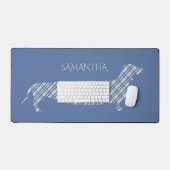 Plaid Dachshund on Blue Personalised デスクマット (キーボード&マウス)