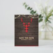 Plaid Deer素朴〔雄ジカの〕枝角&ライト日付を保存 案内ポストカード (スタンド正面)