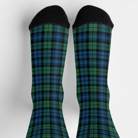 Plaid Elegant Campbell Green Rustic Tartan ソックス (上部)