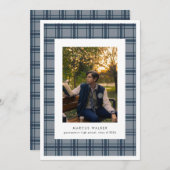 Plaid Elegant Photo Graduation Announcement 招待状 (正面/裏面)