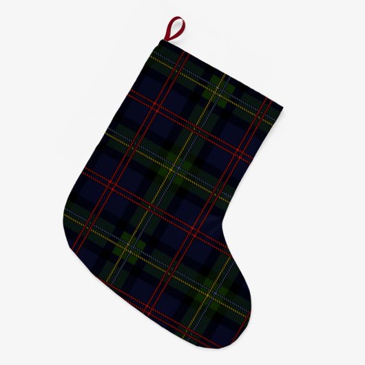 Plaid Elegant Rustic Holiday Tartan ラージクリスマスストッキング (正面 (吊り時))