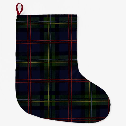Plaid Elegant Rustic Holiday Tartan ラージクリスマスストッキング (正面)