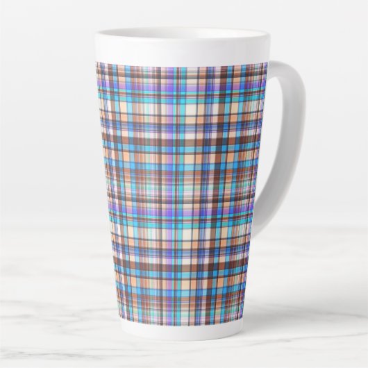 Plaid Fabric Checkered Print Pattern-57688 カフェラテマグ (右アングル)