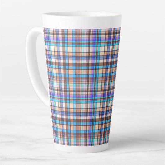 Plaid Fabric Checkered Print Pattern-57688 カフェラテマグ (左アングル)