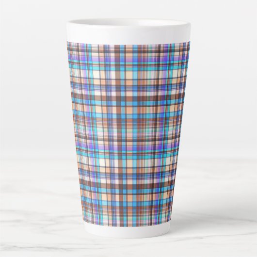 Plaid Fabric Checkered Print Pattern-57688 カフェラテマグ (正面)