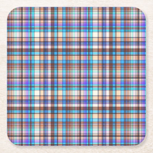 Plaid Fabric Checkered Print Pattern-57688 スクエアペーパーコースター (正面)
