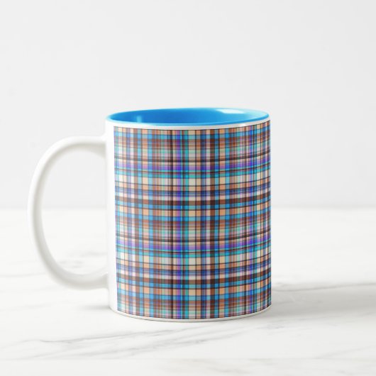 Plaid Fabric Checkered Print Pattern-57688 ツートーンマグカップ (左)