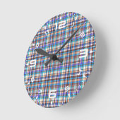 Plaid Fabric Checkered Print Pattern-57688 ラウンド壁時計 (傾斜)