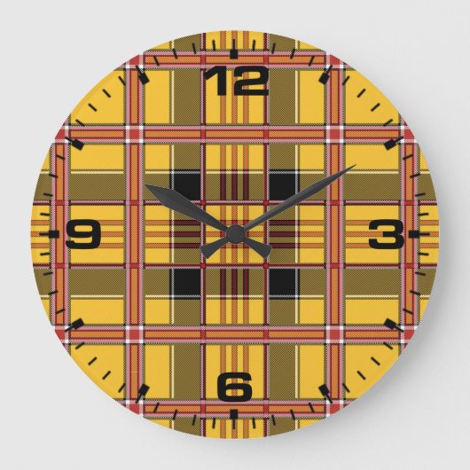Plaid Fabric Texture Brown Stripes-52628 ラージ壁時計 (正面)