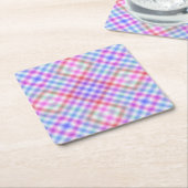 Plaid Fabric Texture Pattern スクエアペーパーコースター (アングル)