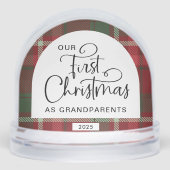 Plaid First Christmas Grandparents Photo Christmas (正面)