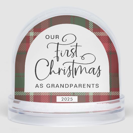 Plaid First Christmas Grandparents Photo Christmas (正面)