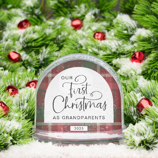 Plaid First Christmas Grandparents Photo Christmas (クリスマス)