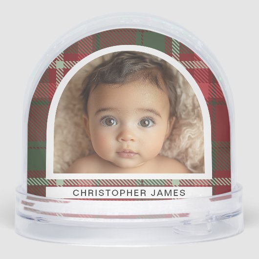 Plaid First Christmas Grandparents Photo Christmas (裏面)