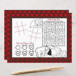 Plaid Flannel Bear Kidsアクティビティシートランチョンマット