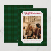 Plaid Flannel Family Photo Christmas Holiday Card シーズンカード (正面/裏面)