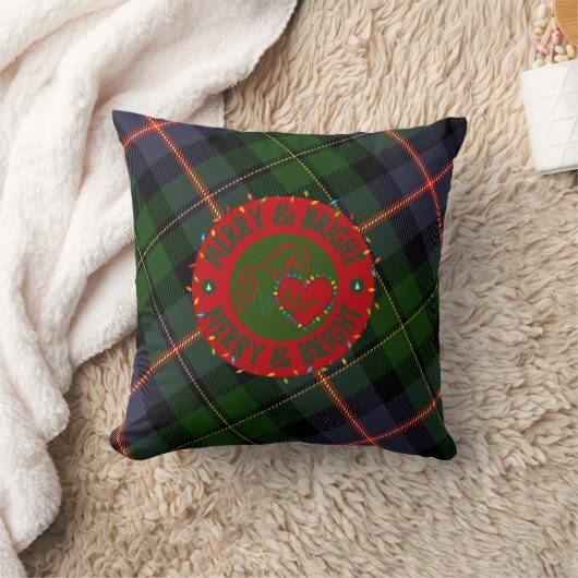 Plaid Fleece Throw Pillow Merry & Bright クッション (ブランケット)