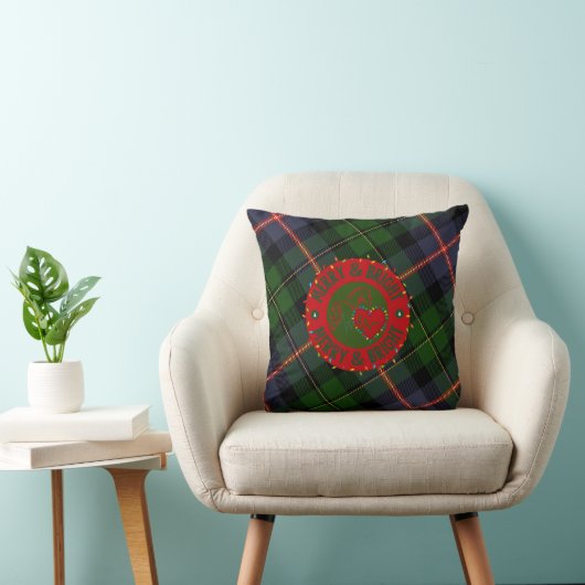 Plaid Fleece Throw Pillow Merry & Bright クッション (椅子)