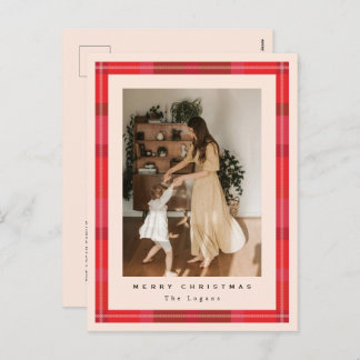 Plaid Frame Holiday Postcard シーズンポストカード