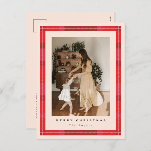 Plaid Frame Holiday Postcard シーズンポストカード (正面/裏面)